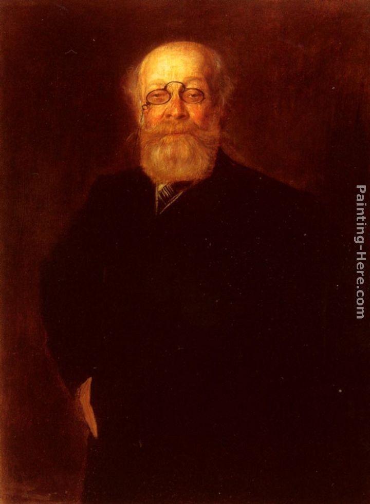 Franz von Lenbach Portrait Of A Bearded Gentleman Wearing A Pince-Nez